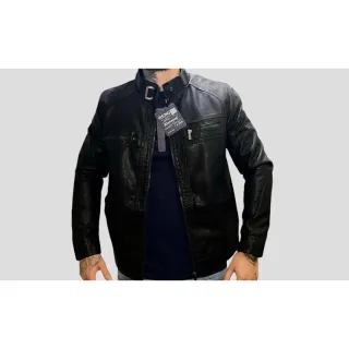 Jaqueta De Couro Masculina Elegante Resistente Luxo Reforçada Moda Casual Slim Casaco - Preto