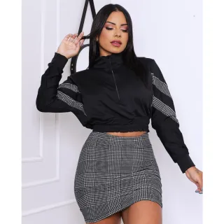 Moda Feminina Saia Curta Cintura Alta Oncinha Com Fenda Regulável - Multicolorida