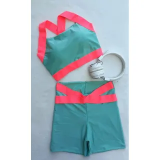 Conjunto Fitness Feminino Neon Estampa Animal Cintura Alta - Ref.022