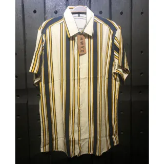 Promoção de Camisas Masculinas Estampadas Listradas em Viscose Slim Fit - Alta Qualidade - 3-colorida