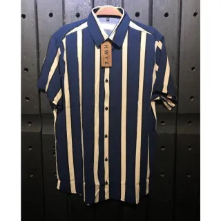 Promoção de Camisas Masculinas Estampadas Listradas em Viscose Slim Fit - Alta Qualidade - 3-colorida