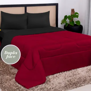 Promoção Edredom Casal Queen Barato - Dupla Face Bicolor - Pink e Preto