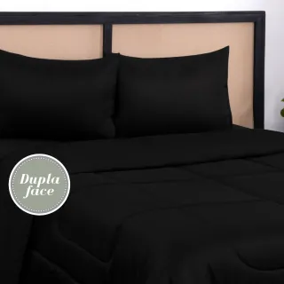 Promoção Edredom Casal Queen Barato - Dupla Face Bicolor - Pink e Preto