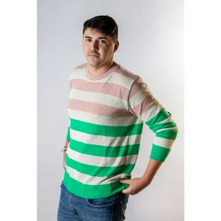 Suéter Cores Listrado - 3 Opções - azul/vernelho