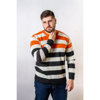 Suéter Cores Listrado - 3 Opções - azul/vernelho