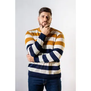 Suéter Cores Listrado - 3 Opções - azul/vernelho