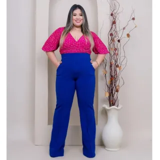 Malha Crepe Flare Calça Feminina Estilo Social - Branco