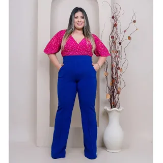 Malha Crepe Flare Calça Feminina Estilo Social - Branco