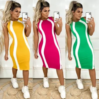 Faixa Branca Vestido Midi Canelado Regata Tam. P ao GG Longuete - Vermelho Bordeaux