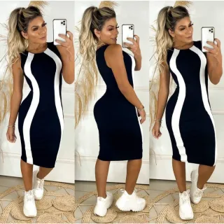 Faixa Branca Vestido Midi Canelado Regata Tam. P ao GG Longuete - Vermelho Bordeaux