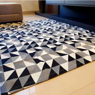 Envio Imediato - Tapete Geométrico Grande Triângulo 1 ou 2 Metros Moderno Antiderrapante - Azul