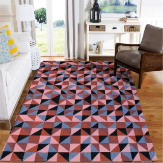 Envio Imediato - Tapete Geométrico Grande Triângulo 1 ou 2 Metros Moderno Antiderrapante - Azul