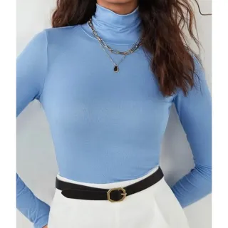 Moda Segunda Pele Blusa Cacharrel Manga Longa Gola Alta Suplex - Branco Clássico