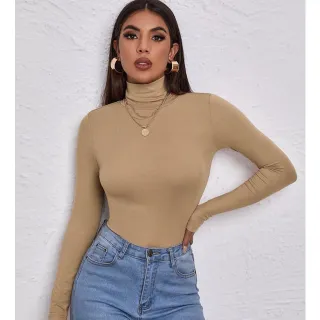 Moda Segunda Pele Blusa Cacharrel Manga Longa Gola Alta Suplex - Branco Clássico