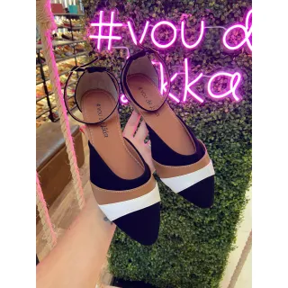 Rasteira feminina Sapatilha Salomé aberta preto marrom branco moda bico fino - 40