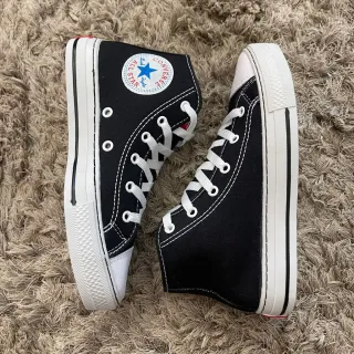 Tênis Converse All Star Cano Alto Feminino Preto com Listra - Promoção - Rosa