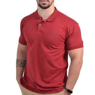 Malha Conforto Camisa Polo Algodão Vermelha com Elastano - Branco