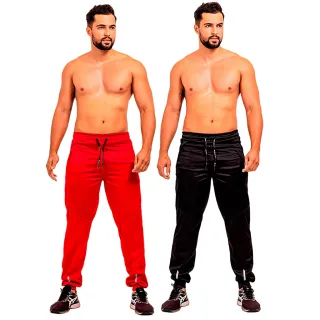 Calça Jogger Masculina Esportiva Casual - Kit com 2 - VERMELHO - AZUL ROYAL