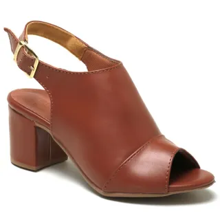 Envio Rápido - Sandália Ankle Boot Social Feminina Salto Médio Fechada - Caramelo AK