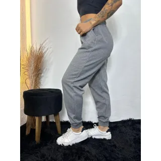 Tendência Grossa Calça Jogger Feminina Moletom - Preto