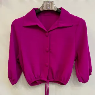 Blusas com botões em tecido duna - modelo 06 - Pink