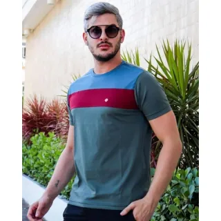 Camisa Masculina Luxo Listrada em Algodão Penteado Fio 30.1 com Elastano - Cores Variadas Faixa
