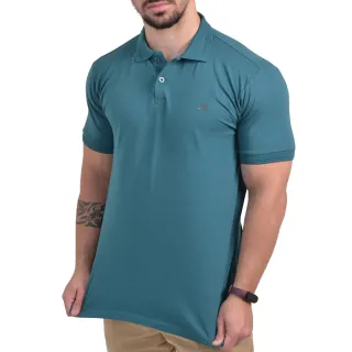 Malha Conforto Camisa Polo Algodão Verde com Elastano - Azul