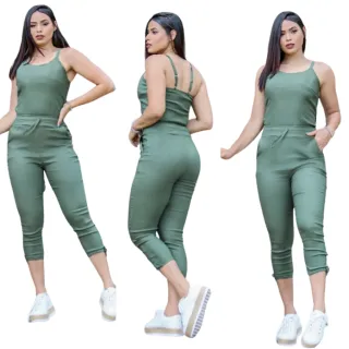 Tendência: Macacão Jogger Bengaline P M G GG - Vermelho