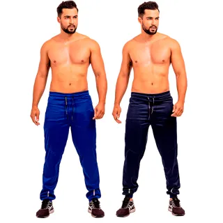 Calça Jogger Masculina Esportiva Casual - Kit com 2 - VERMELHO - AZUL ROYAL