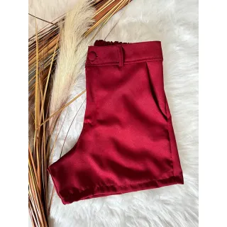 Cintura alta feminino crepe alfaiataria curto social - Azul Caneta