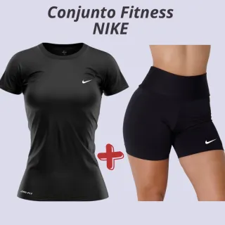 Camisa Dry Fit + Short Fitness Suplex: Kit Feminino Esportivo - Camisa + Short Preto ADIDAS