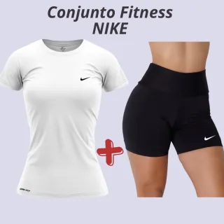 Camisa Dry Fit + Short Fitness Suplex: Kit Feminino Esportivo - Camisa + Short Preto ADIDAS