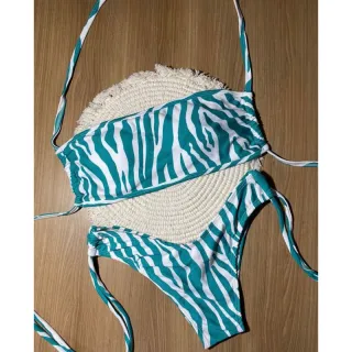 Moda Blogueira: Biquini Feminino Canelado Suplex Cropped Asa Delta - Onça Lilas