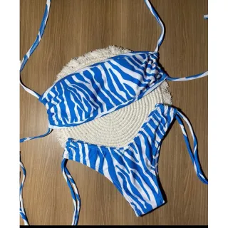 Moda Blogueira: Biquini Feminino Canelado Suplex Cropped Asa Delta - Onça Lilas