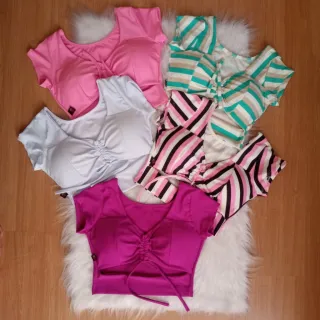 Blusa Manga Curta Cropped Feminino Vazado com Bojo Suplex - Blogueirinha - ROXO FUCSIA