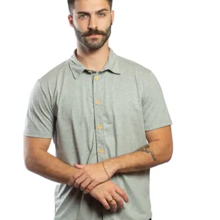 Malha Ecológica Camisa de Botão Masculina Feita de Garrafa Pet - Grafite