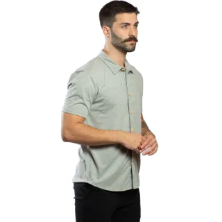 Malha Ecológica Camisa de Botão Masculina Feita de Garrafa Pet - Grafite