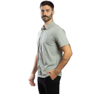 Malha Ecológica Camisa de Botão Masculina Feita de Garrafa Pet - Grafite