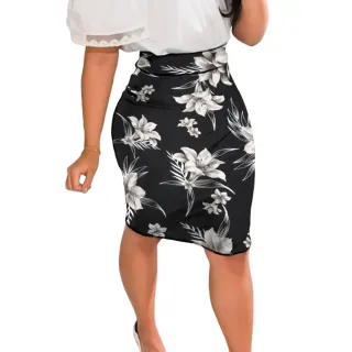 Cós Alto Saia Evangélica Moda Social Midi - LAPIS FLORA AZUL