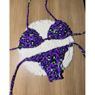 Fio Dental Biquíni Cortininha Feminino Empina Bumbum Amarração Bojo Removível - Zebra