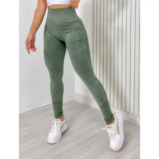 Legging Fitness Sem Costura Cintura Alta Levanta Bumbum Academia - Cinza Claro