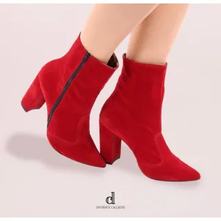 Bota 9cm cano médio onça - Vermelho