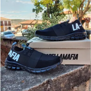 Tênis Caminhada/Academia Feminino LabelaMafia Premium Refletivo - preto prata