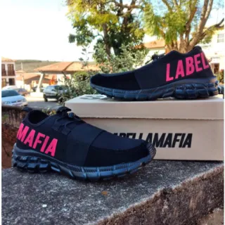 Tênis Caminhada/Academia Feminino LabelaMafia Premium Refletivo - preto prata