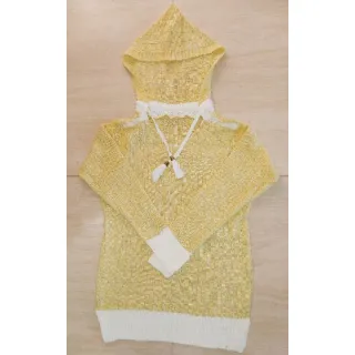 Promoção: Suéter Tricô Inverno Manga Longa Blusa Trico com Capuz Feminina - Pink/Azul Claro