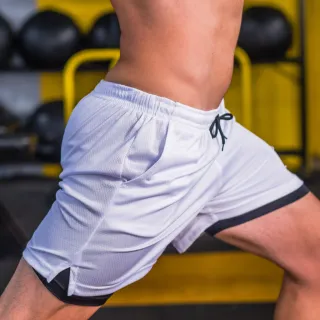 Calção academia masculino dry fit elástico bermuda 2 em 1 treino - Cinza