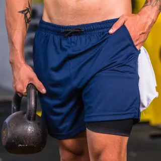 Calção academia masculino dry fit elástico bermuda 2 em 1 treino - Cinza