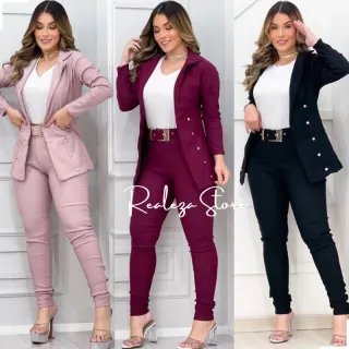 Moda Elegante Feminina: Conjunto Calça e Blazer Social