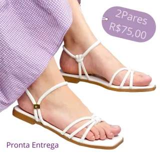 Rasteirinha Feminina Confortável Cores Verão Percata - Off-White