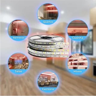 Rolo Fita Led 3528 Silicone 5 Metros - Branco Frio/Quente, à Prova D